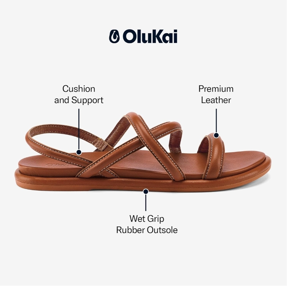 OluKai Tan Leather Sandals